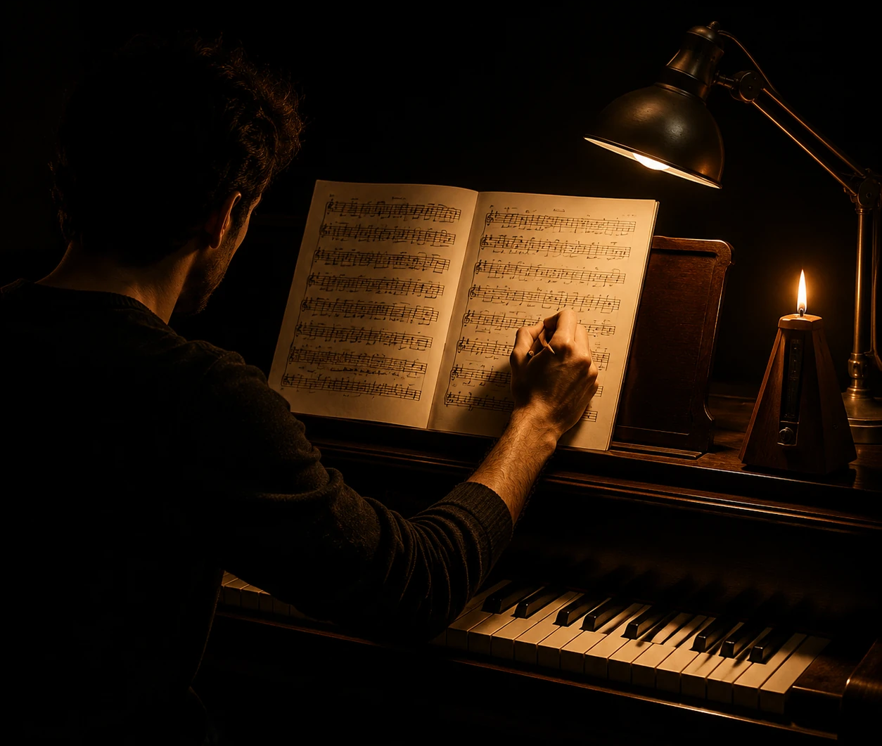 Professional Composer playing piano